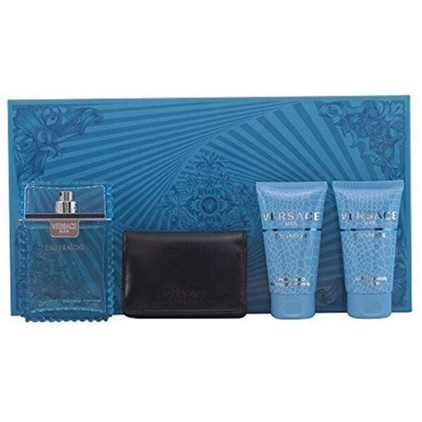Versace Eau Fraîche 4PCS Gift Set - 100ml Eau de Toilette Spray + 100ml After Shave Balm + 100ml Bath & Shower Gel + 10ml Eau de Toilette Mini Spray