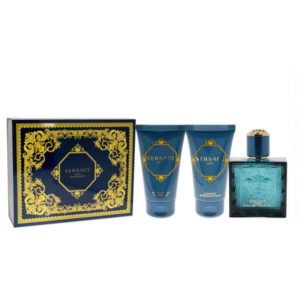 Versace Eros 3PCS Gift Set - 50ml Eau de Toilette Spray + 50ml After Shave Balm + 50ml Shower Gel (Packaging may vary)